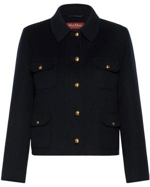 Max Mara Long-Sleeved Casual Jacket - Blue