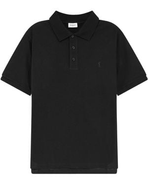 Saint Laurent Short-Sleeved Polo Shirt - Black