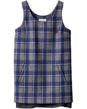 Miu Miu Plaid Mini Dress - Blue