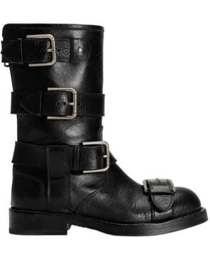Dolce & Gabbana Buckle Detailed Biker Boots - Black