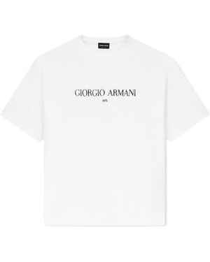 Giorgio Armani Logo Printed Crewneck T-Shirt - White