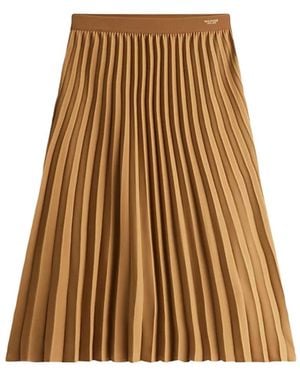 Tommy Hilfiger Logo Waistband Pleated Midi Skirt - Brown