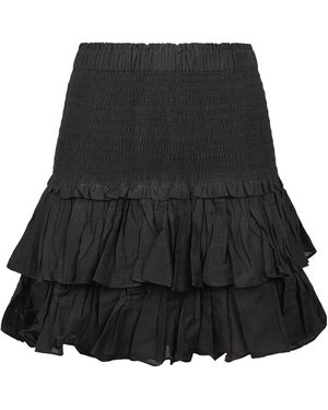 Isabel Marant Mini Skirt With Smocked Waistband And Ruffled Layers - Black
