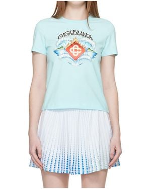 CASABLANCA Crew Neck Logo T-Shirt - Blue