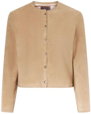Stouls Solid Colour Suede Cardigan - Natural