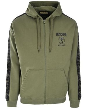 Moschino Logo-Print Zip-Up Organic Cotton Hoodie - Green