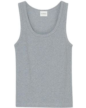 Closed Ribbed Tank Top - Gray