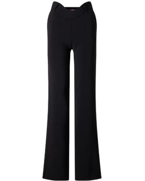 Jean Paul Gaultier Wavy Crepe Mid-Rise Wide-Leg Trousers - Black