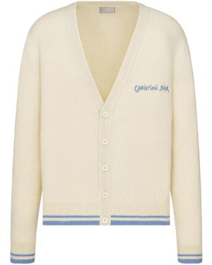 Dior Homme Logo Embroidered Button-Up Cardigan - White