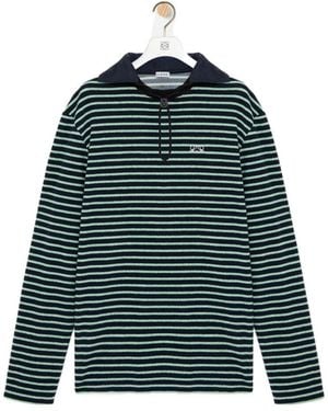 Loewe Long-Sleeved Cotton French Terry Polo Shirt - Green
