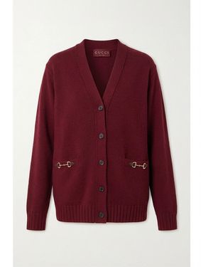 Gucci Cashmere Wool Cardigan With Horsebit - Red