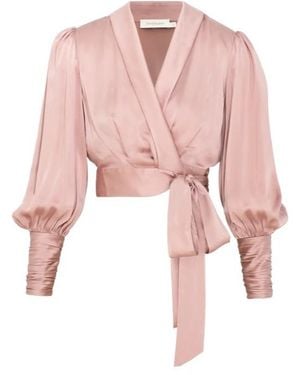 Zimmermann Silk Wrap Top - Pink