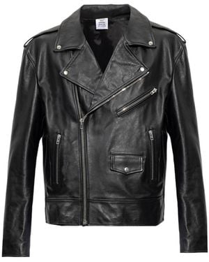 Vetements Long-Sleeved Leather Jacket - Black