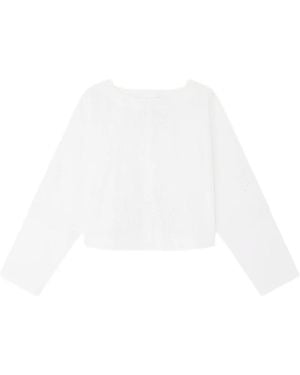 Soeur Embroidered Long Sleeve Blouse - White