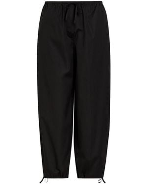TOTEME Drawstring Barrel-Leg Cotton Pants - Black