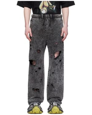 we11done Destroyed Jersey Sweatpants - Gray
