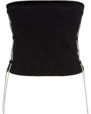 GIUSEPPE DI MORABITO Strapless Lace-Up Top - Black