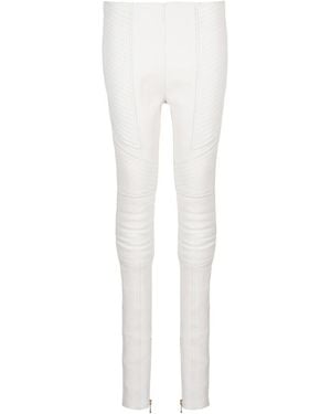 Balmain Slim-Fit Leather Pants - White