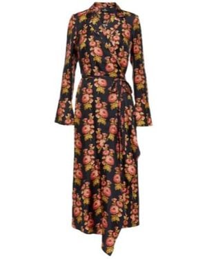 Etro Floral Silk Twill Midi Wrap Dress - Brown