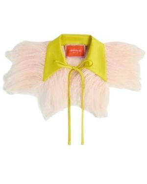 La DoubleJ La Doublej La Scala Feather-Trim Tied Shirt Collar - Yellow