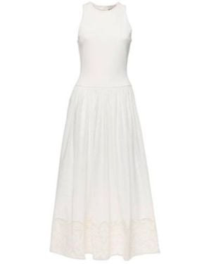 ALÉMAIS Pegasus Embroidered Cotton Poplin Midi Dress - White