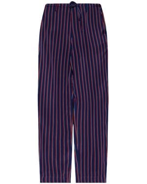Dries Van Noten Striped Straight-Leg Trousers - Purple