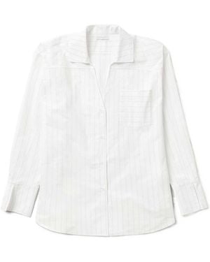 1989 STUDIO Striped Long-Sleeved Shirt Dress - White