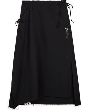 Y-3 Sport Uniform Raw Cut 3 Stripes Skirt - Black