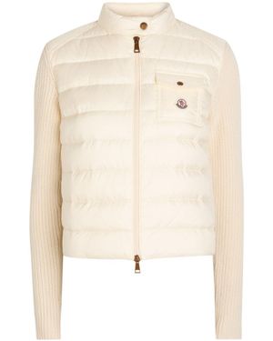 Moncler Quilted Wool And Cashmere-Blend Cardigan - Natural