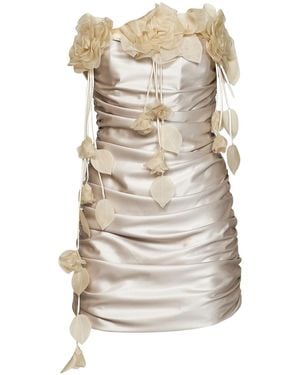GIUSEPPE DI MORABITO Floral Pleated Mini Dress - Natural