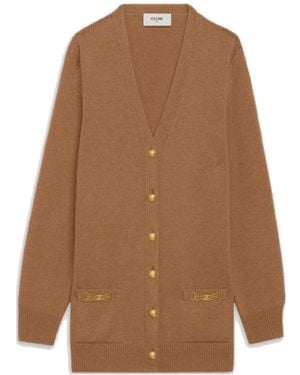Celine Signature Long Cardigan - Brown