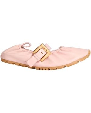 Balmain Anthem Smooth Leather Ballet Flats - Pink