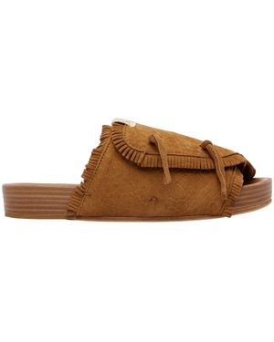 Visvim Christo Shaman Folk Fringe Mules - Brown