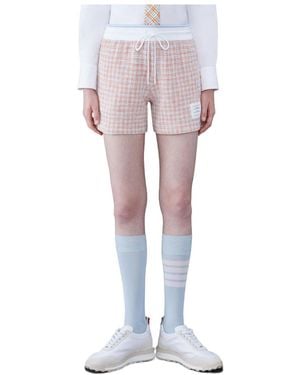 Thom Browne Checked Tweed Drawstring Shorts - Pink