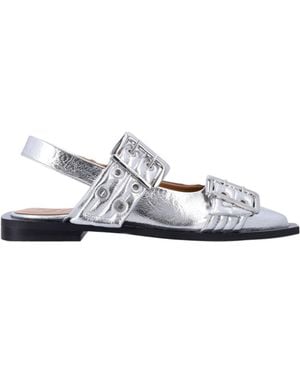 Ganni Open-Toe Flat Sandals - White