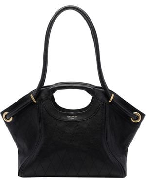 Balmain Medium Quilted Tote Bag - Black
