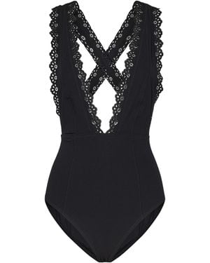 Ulla Johnson Ophelia Madeira Embroidered Edge Swimwear Set - Black