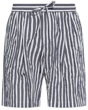 Dolce & Gabbana Crinkled Striped Fabric Bermuda Shorts - Blue