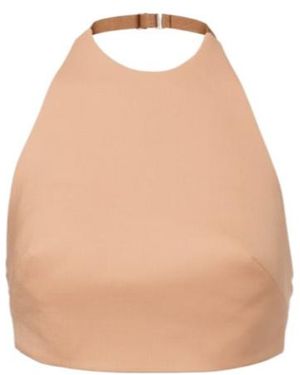 Mugler Wool-Blend Crop Top - Natural