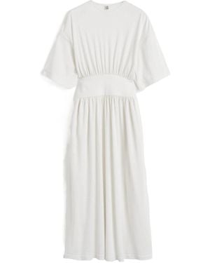 TOTEME Totême Short-Sleeved Midi Dress - White