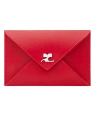 Courreges Leather Envelope Card Holder - Red