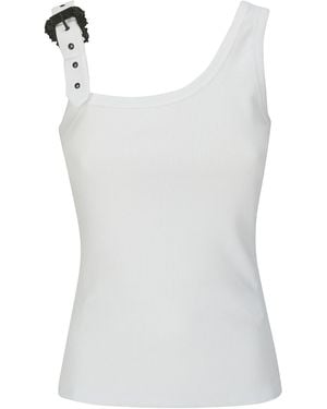 Versace Jeans Couture Couture Buckle-Embellished Ribbed Tank Top - White