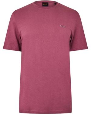 BOSS Tales T-Shirt With Logo Patch Premium Cotton - Pink