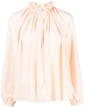 Lanvin Pleated Long-Sleeved Blouse - Natural