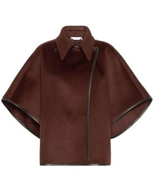 Max Mara Shawl-Collar Cape - Brown