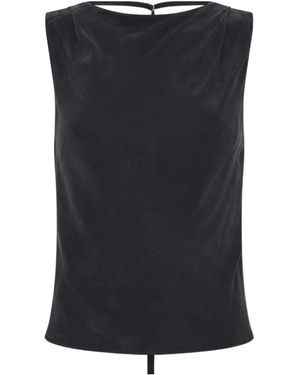 St. Agni Draped Open-Back Blouse - Black