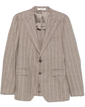 Tagliatore Long-Sleeved Suit Jacket And Pants Set - Brown