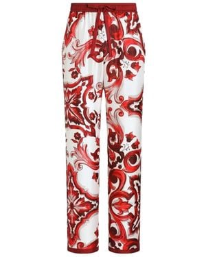Dolce & Gabbana Majolica Print Twill Trousers Unique Design - Red
