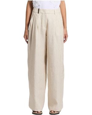 Peserico Pinstriped Wide-Leg Pants - Natural