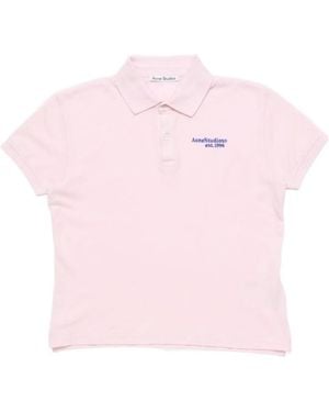 Acne Studios Logo-Embroidered Polo Shirt - Pink